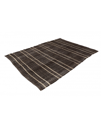 Brown & Ivory Striped Kilim Rug - 6`1