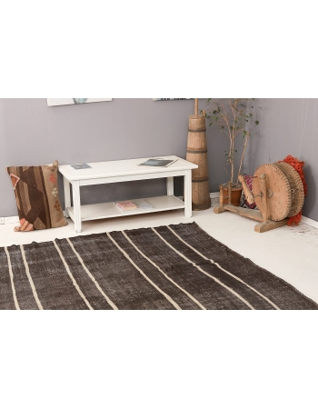 Brown & Ivory Striped Kilim Rug - 6`1