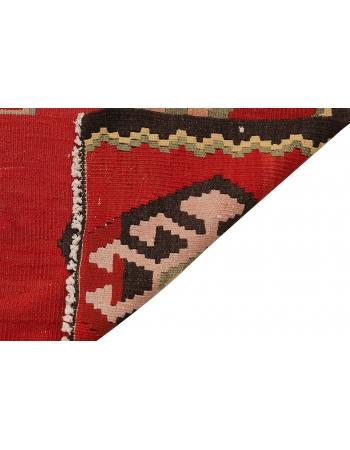 Vintage Red Turkish Large Kilim Rug - 7`5