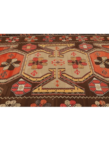 Vintage Decorative Large Turkish Kilim Rug - 7`1