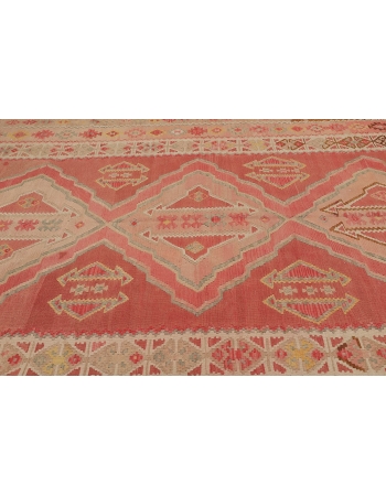 Pastel Large Vintage Turkish Kilim Rug - 7`3