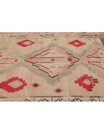 Faded Vintage Large Turkish Kilim Rug - 7`9