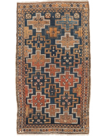 Antique Decorative Caucasian Wool Rug - 3`10" x 7`1"