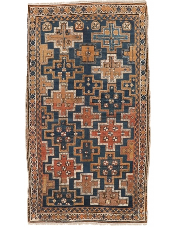 Antique Decorative Caucasian Wool Rug - 3`10" x 7`1"