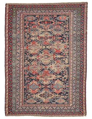 Antique Distressed Caucasian Sumaq Rug - 8`4" x 10`4"