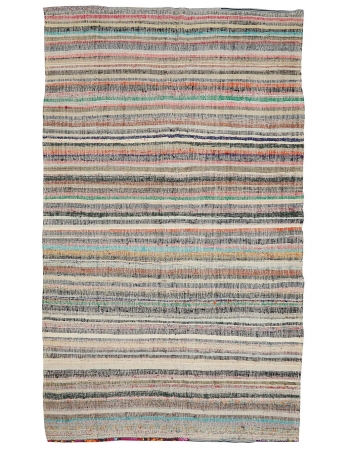 Colorful Vintage Striped Rag Runner - 6`4" x 10`6"