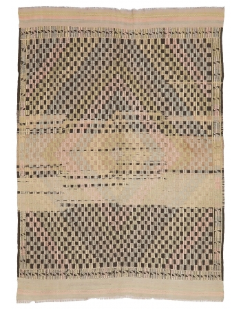 Decorative Vintage Embroidered Kilim Rug - 6`9" x 8`6"