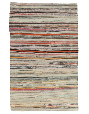 Decorative Vintage Striped Rag Rug - 4`11" x 7`5"