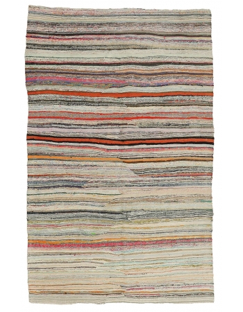 Decorative Vintage Striped Rag Rug - 4`11