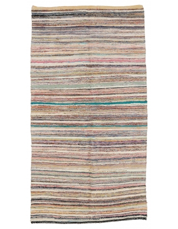 Decorative Vintage Striped Rag Rug - 4`9" x 9`5"