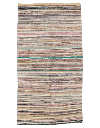 Decorative Vintage Striped Rag Rug - 4`9" x 9`5"