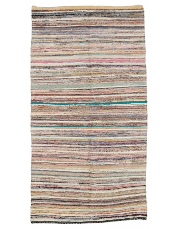 Decorative Vintage Striped Rag Rug - 4`9