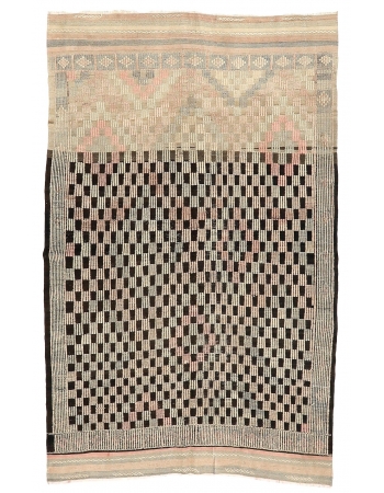 Embroidered Vintage Kilim Rug - 4`11