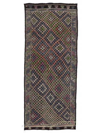 Embroidered Vintage Kilim Rug - 4`9" x 11`6"