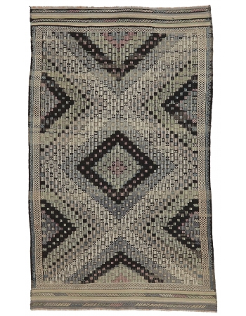 Embroidered Vintage Kilim Rug - 5`10" x 10`2"
