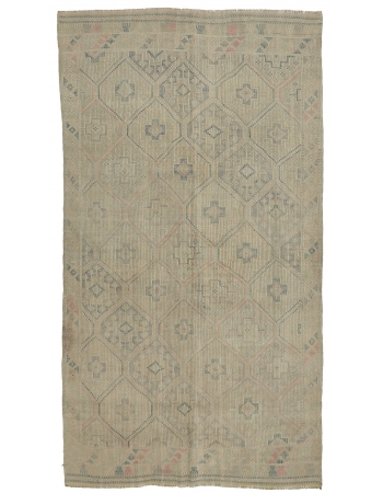 Embroidered Washed Out Kilim Rug - 5`11