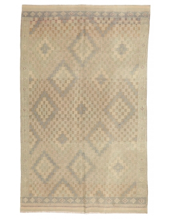 Embroidered Washed Out Kilim Rug - 5`7