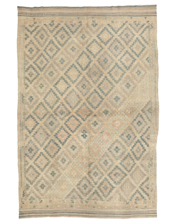 Embroidered Washed Out Kilim Rug - 6`7