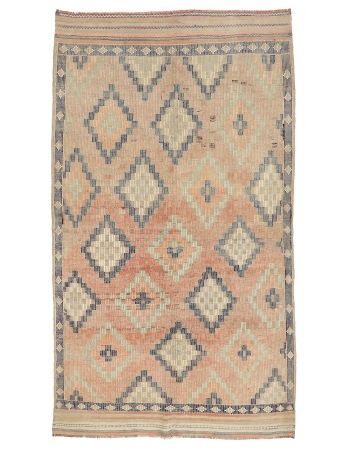 Faded Vintage Embroidered Kilim Rug - 6`2" x 9`6"