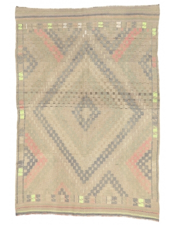 Faded Vintage Embroidered Kilim Rug - 6`9