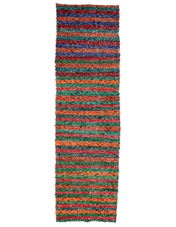 Green & Orange Striped Rag Runner - 3`5" x 12`2"