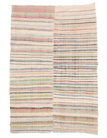 Large Striped Vintage Rag Rug - 7`7" x 11`4"