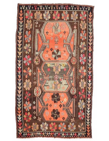 Large Unique Vintage Turkish Kilim Rug - 8`0" x 13`11"