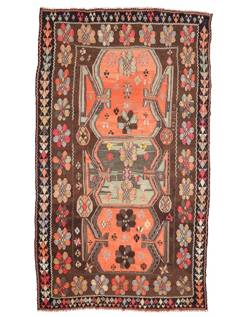 Large Unique Vintage Turkish Kilim Rug - 8`0