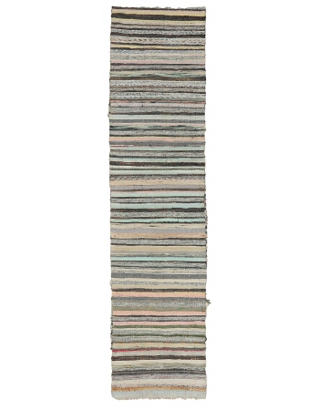 Long Vintage Rag Runner Rug - 2`6" x 20`4"