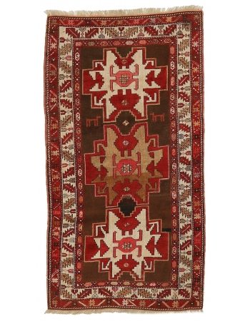 Small Vintage Decorative Caucasian Rug - 3`4