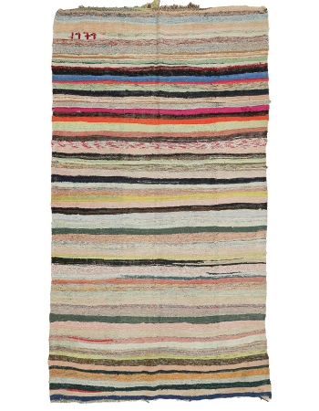 Striped Vintage Decorative Rag Rug - 5`8" x 10`0"