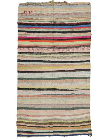 Striped Vintage Decorative Rag Rug - 5`8