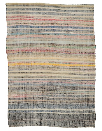 Striped Vintage Decorative Rag Rug - 6`5" x 9`4"