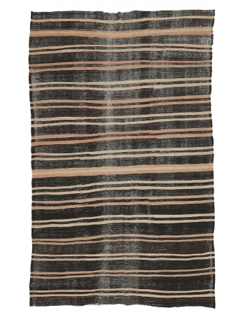 Striped Vintage Goat Hair Kilim Rug - 6`1" x 9`8"