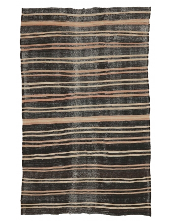 Striped Vintage Goat Hair Kilim Rug - 6`1