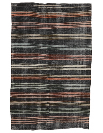 Striped Vintage Goat Hair Kilim Rug - 6`3" x 9`8"