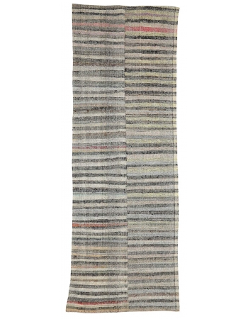 Striped Vintage Rag Kilim - 4`5" x 13`9"