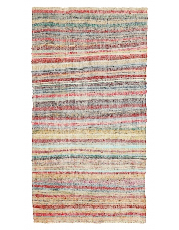 Striped Vintage Rag Kilim Rug - 5`5" x 10`4"