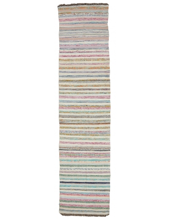 Striped Vintage Rag Runner - 2`11" x 13`1"