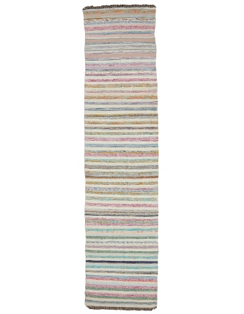 Striped Vintage Rag Runner - 2`11" x 13`1"