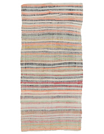 Striped Vintage Turkish Rag Rug - 4`6