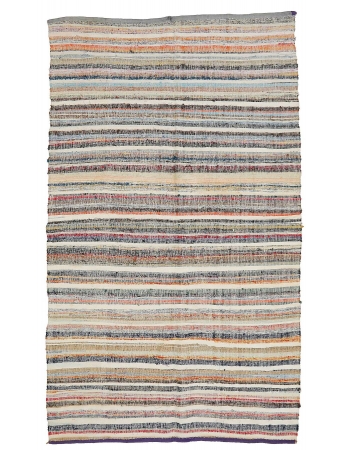 Striped Vintage Turkish Rag Rug - 5`11