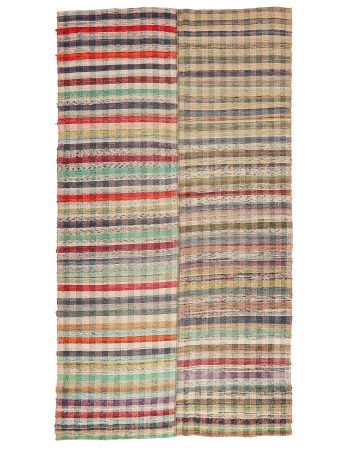 Striped Vintage Turkish Rag Rug - 5`9" x 9`10"