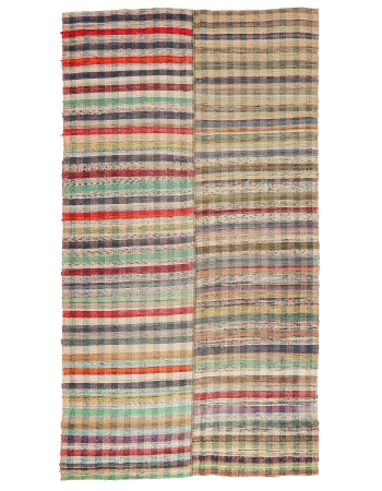 Striped Vintage Turkish Rag Rug - 5`9