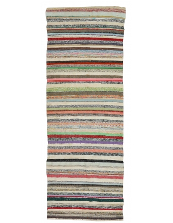 Striped Vintage Turkish Rag Runner - 3`5" x 9`7"