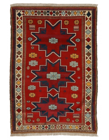 Vintage Decorative Caucasian Wool Rug - 4`0