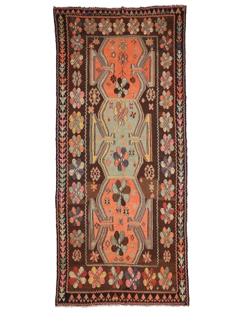 Vintage Large Turkish Kilim Rug - 7`3