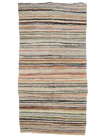 Vintage Striped Rag Kilim - 5`2