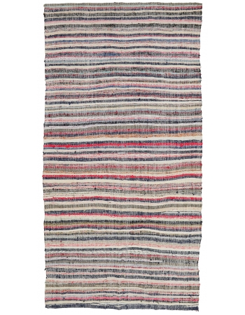 Vintage Striped Rag Kilim Rug - 5`9