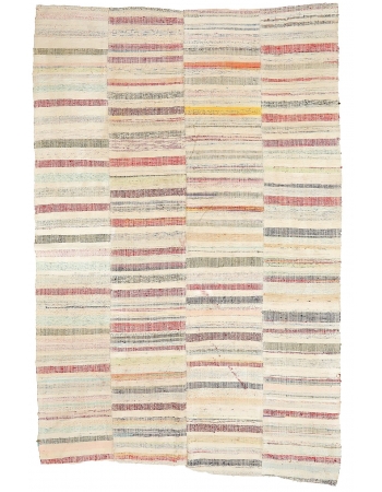 Vintage Striped Rag Kilim Rug - 6`11" x 10`7"
